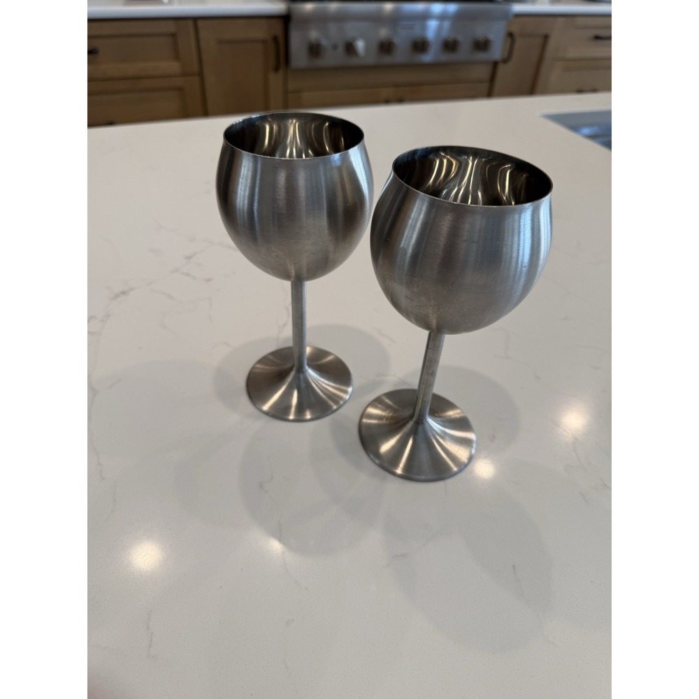 RSVP International Endurance Stainless Steel 18/8 Goblets Set of 2 Wine Glasses